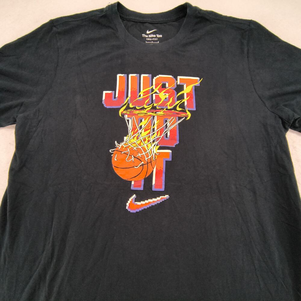 Nike Tee Just Do It Casual Short Sleeve Crew Neck Shirt Mens Size Large L Black